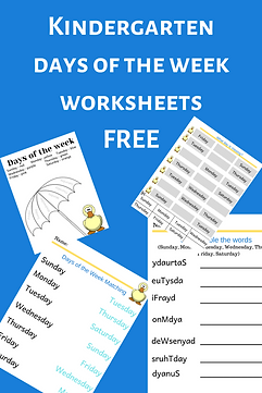 free days of the week kindergarten worksheet